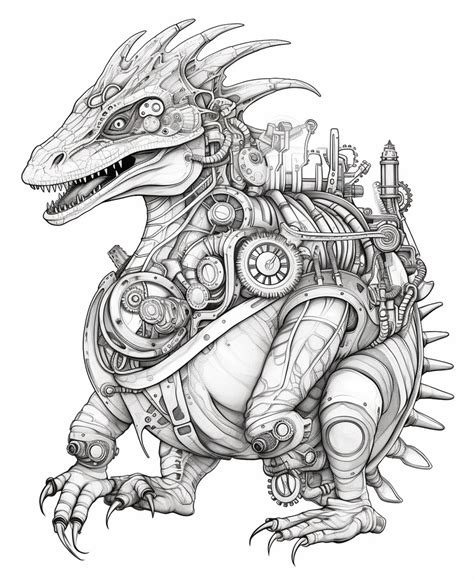 Premium AI Image | A drawing of a dragon with a mechanical body and a ...