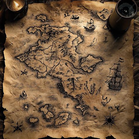A pirates map marking the rumored hiding place of Captain Flints