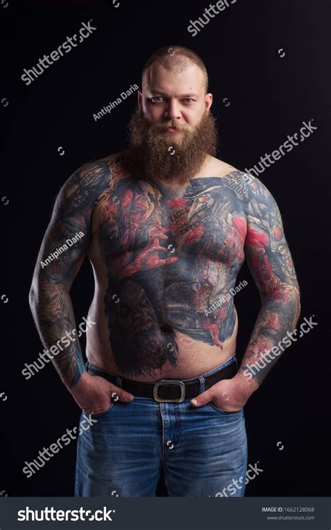 Tattooed Brutal Bearded Man Naked Torso Stock Photo Shutterstock