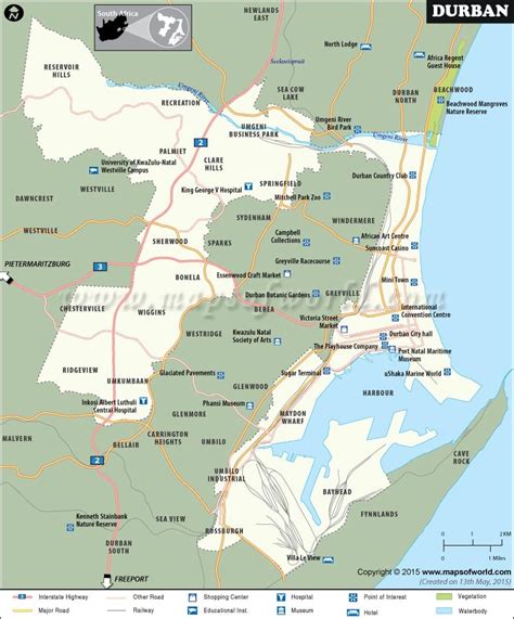 durban map city map  durban