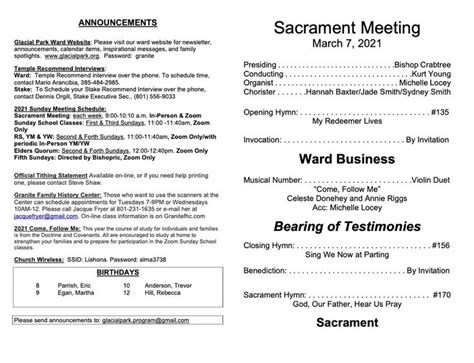 Lds Sacrament Meeting Program Template | dev.onallcylinders.com