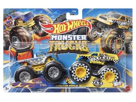 Hot Wheels Monster Trucks Demolition Doubles Haul Yall Vs HW MT Taxi 2 Pack Set Toys From