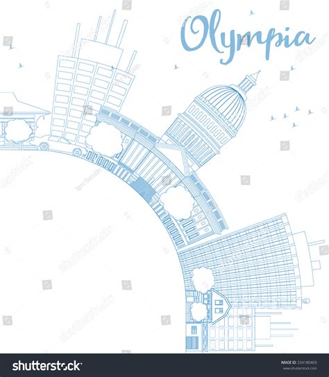 Outline Olympia Washington Skyline Blue Buildings Stock Vector Royalty