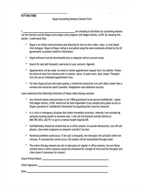 Free 8 Counseling Consent Forms In Pdf Ms Word