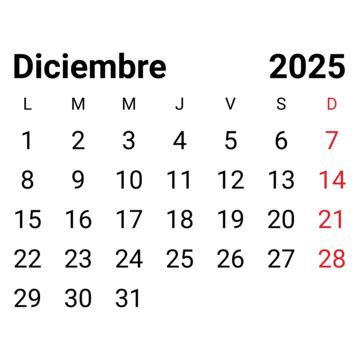 Spanischer Monatskalender Dezember 2025 Vektor Spanischer