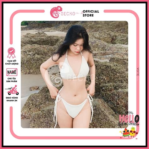 HCM Bikini GECKO 2 Mảnh Tam Giác Xốp Nhật 6 Khoen 2M35 A Ảnh Thật