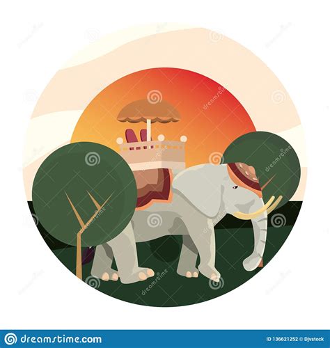 Indian Royal Elephant Landscape Stock Vector Illustration Of Royal