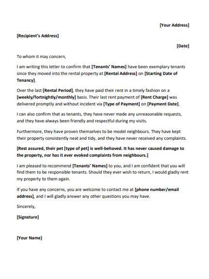 personal reference letter template poster template