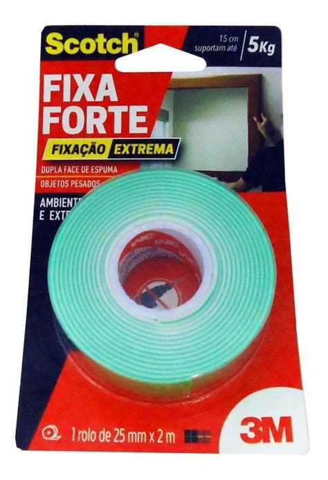 Fita Dupla Face Espuma Fixa Forte Scotch 3m 24mm X 2m 5kg R 31 90