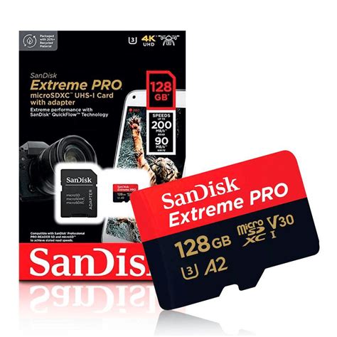 Cartão De Memória Micro Sd Sandisk Extreme Pro U3 V30 128gb 4k Compuseg