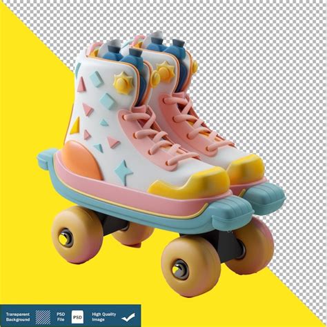 Premium Psd Cute Roller Skate Isometric Render Transparent Background