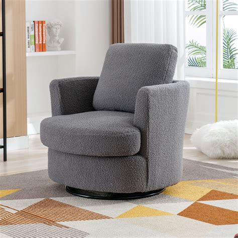 Tcbosik Swivel Barrel Chair Degree Round Swivel Accent Chair For