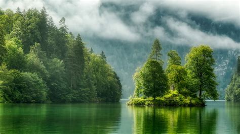 Morning Panoramic View Of Lake Against Sky K Nigssee Bavaria Germany