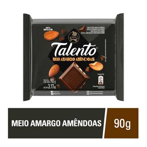 Chocolate Garoto Talento Meio Amargo Com Amêndoas 90g Sonda