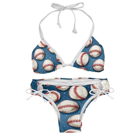 Baseball Adjustable Strap Detachable Sponge Bikini Set Two Pack For Beach And Pool Parties