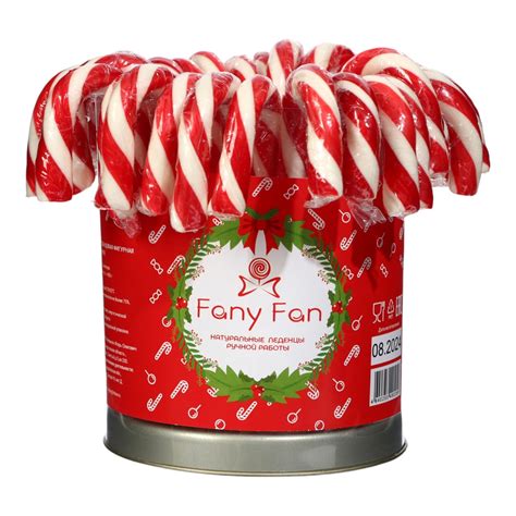 Карамель леденцовая новогодняя "Трость" со вкусом клубники, 15 г ...