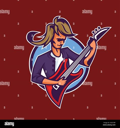 Rocker Playing Guitar Concept Art Of Rocknroll In Cartoon Style