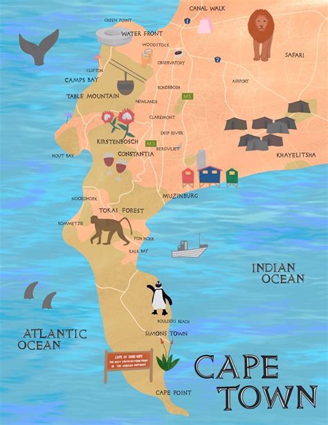 Cape Town Illustrated Map Art Print By Tiffany Sosa Art Cape Town Map