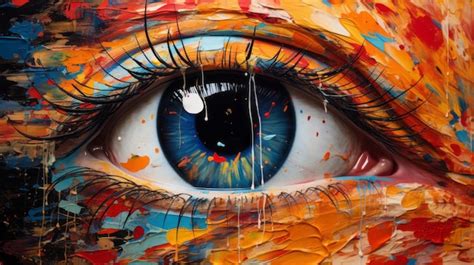 Premium Photo Colorful Eye Art Painting With Abstract Brushstrokes