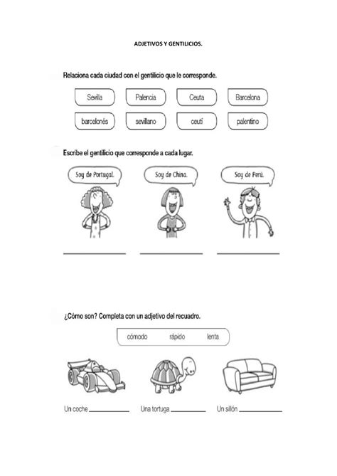 Adjetivos Y Gentilicios Worksheet Verbos Y Adjetivos Adjetivos