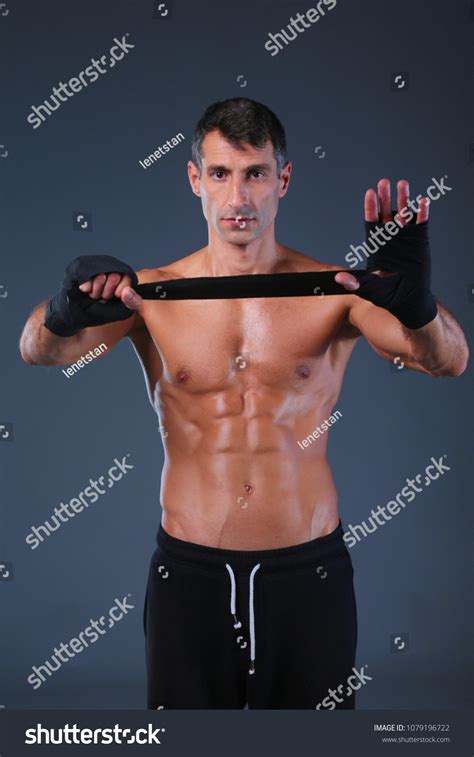 Portrait Hand Wrapping Half Nude Boxer Stock Photo 1079196722 Shutterstock