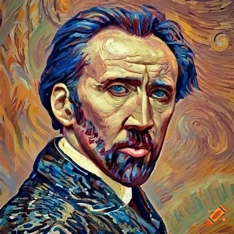 Van Gogh Style Portrait Of Nicolas Cage