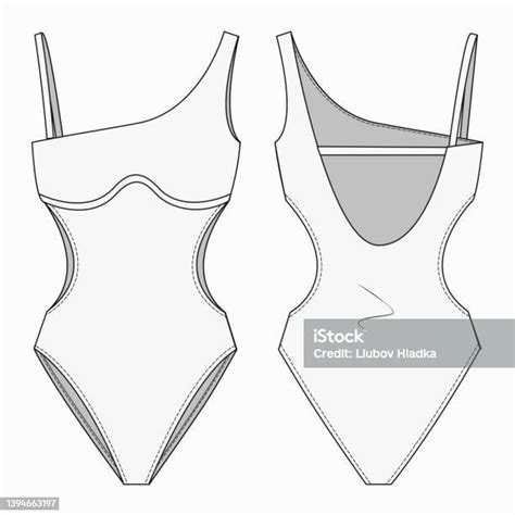 Women Swimsuit Fashion Technical Drawing Template Swimwear Fashion Flat