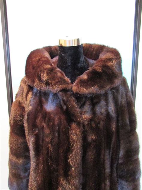 Revillon Saks Fifth Ave Brown Full Length Mink Coat Dramatic Collar Sz