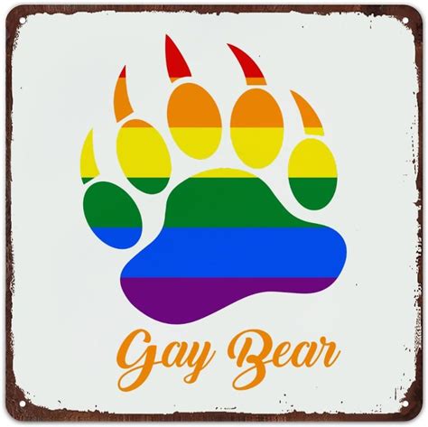 Amazon Mousus Gay Bear Rainbow Lgbt Retro Metal Sign Pride Parade Lgbt Wall Plaque Tin