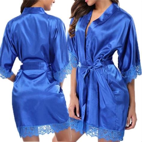 Pizzshop Intimates Sleepwear Sexy Robe Satin Lingerie Women Lace Dress Babydoll Nightgown