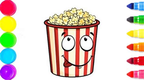 Как нарисовать Попкорн - Раскраска Ведро Попкорна Для детей - Рисунки ...