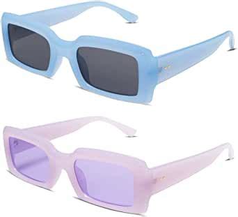 Allarallvr Trendy Rectangle Sunglasses For Women Men Vintage S Square Shades Thick Frame Nude