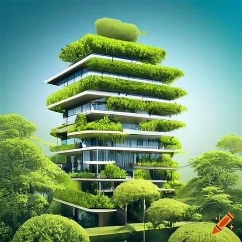 Futuristic Buildings With Abundant Greenery On Craiyon