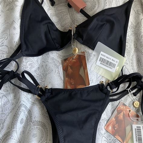 Ohpolly Swim Set Bikini Black With Gold Hoop Design Depop