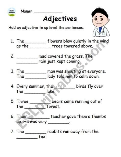 Adjectives Activity For Grade