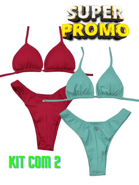 Kit Ribbed Double Thread Bikini With Padding And Reinforced Straps Shein Usa