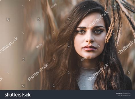 Portrait Beautiful Brunette Girl Hazel Eyes Stock Photo 1904043202 Shutterstock