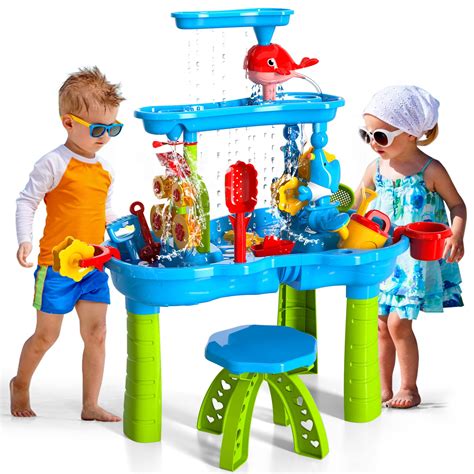 Bennol Sand Water Table Toys For Toddlers Kids 3 Tier Outdoor Sand And