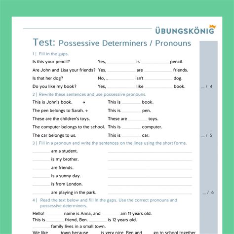 Personalpronomen Englisch übungen 5. Klasse Pdf