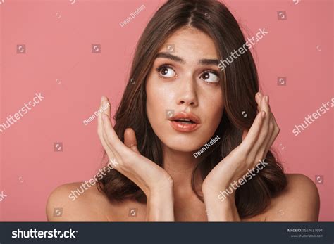 Portrait Closeup Surprised Shirtless Brunette Woman Stock Photo 1557637694 Shutterstock
