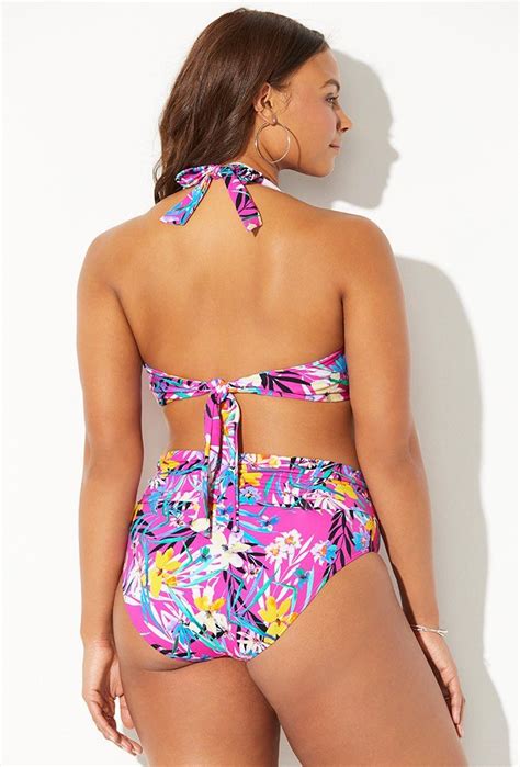 Plus Size Maven Sarasota Tie Front Halter Underwire Bikini