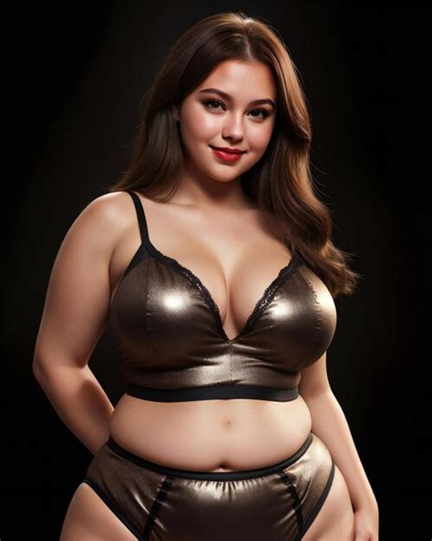 Premium Photo Beautiful Plus Size Woman In Lingerie On A Dark Background