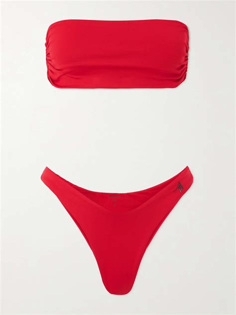 THE ATTICO Ruched Bandeau Bikini NET A PORTER