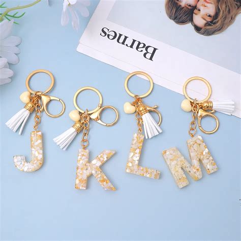 Брелок из смолы с 26 инициалами | AliExpress