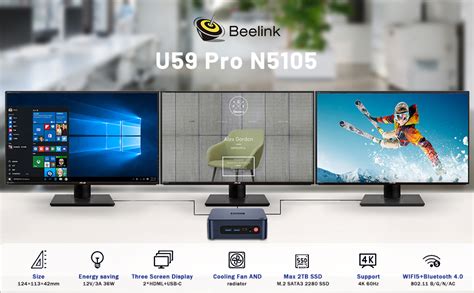 Beelink Procesador Intel de 4 núcleos N5105 de 11ª generación (hasta 2. ...