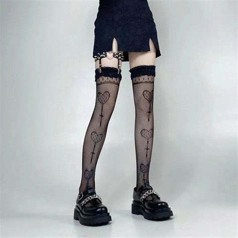 Bas gothiques longs et Sexy pour femmes motif crâne chauve souris araignée Harajuku Emo Lingerie