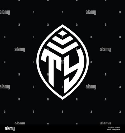 Ty Logo Monogram Elegant Leaf Shape Isolated Outline Design Template