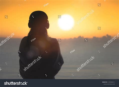 Silhouette Naked Woman Wet Hair Wrapped Stock Photo Shutterstock