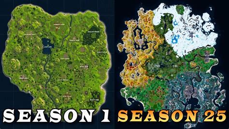 Evolution Of Fortnite Map Chapter 1 Season 1 Chapter 4 Season 4