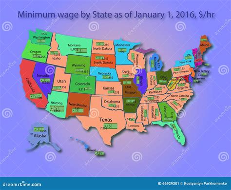 Infographics Minimum Wage In Usa Stock Illustration Illustration Of